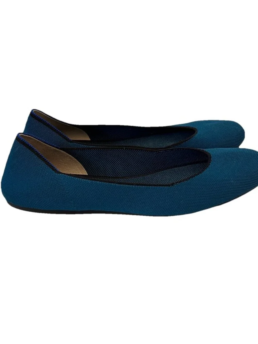 Rothy's The Flat Teal Blue Knit Round Toe Washable Walking Shoes Women's 10.5